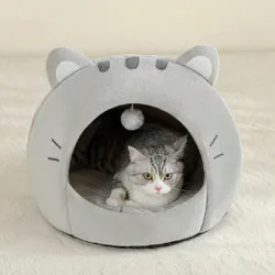 Pieza Cama suave y acogedora para gatos, cesta de casa para gatos transpirable adecuada para gatos pequeños, medianos y grandes, para todas las estac