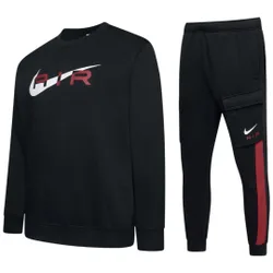 Mens Air Tracksuit Set Black/red Cotton - Size Small