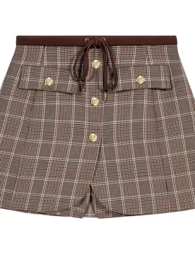 Pantalón corto de mujer efecto trampantojo príncipe de gales - Maje - FashionsVida