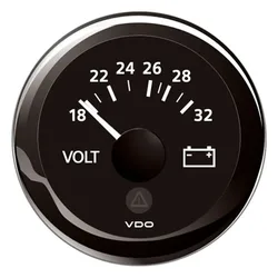 View Line Round Voltmeter 18-32v Black 52 mm unisex