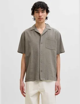 Regular Fit Easy Iron Seersucker Shirt Khaki male - Jack & jones - FashionsVida