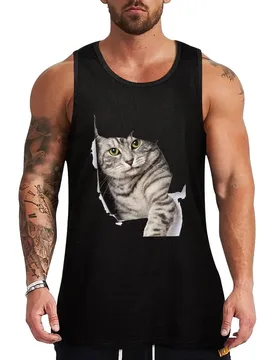 Cat Coming Out Tank Top Utility Tank Top Workwear Casual Sleeveless Top - Aliexpress - FashionsVida