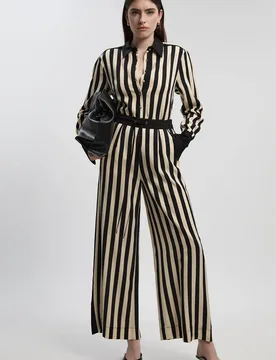Women's Mono Fluid Stripe Cotton Mix Woven Trouser Size: 12 - Mono - Size: 12 - Karen millen - FashionsVida