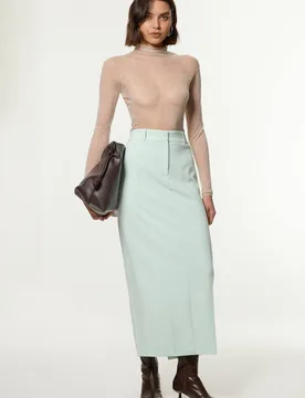 Compact Stretch Essential Tailored Maxi Skirt - Pale Blue - Size: 8 - Karen millen - FashionsVida