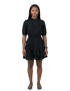 Robe Courte à Manches 3/4 Textured Black XS