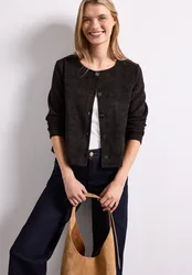 Langarm Jacke mit Rundhals und Knöpfen female Braun