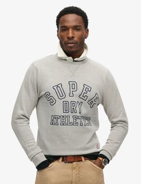 Superdry Herren Athletic Sweatshirt mit Print Grau - Größe: S