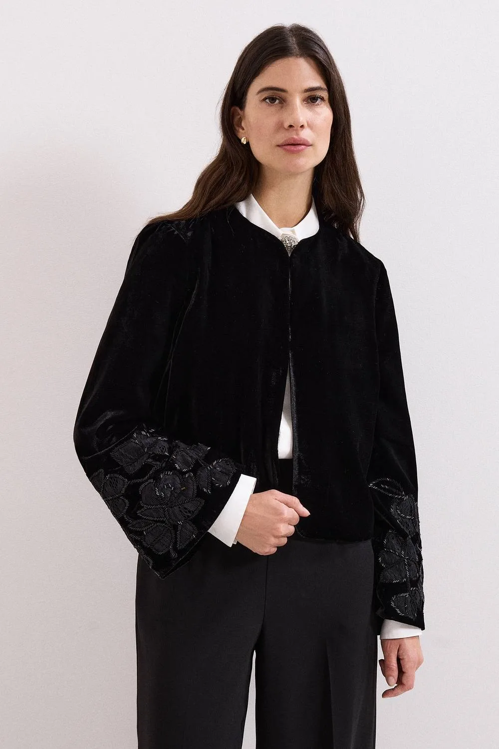 Eloise Velvet Jacket - Black - Size: 16 - Phase Eight - FashionsVida