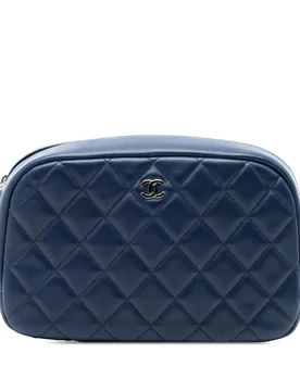 Large Quilted Lambskin Curvy Cosmetic Pouch - Chanel - FashionsVida