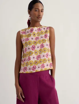 Pure Linen Floral Slash Neck Top Multi female - Seasalt cornwall - FashionsVida