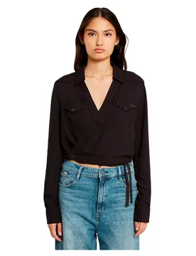 Camicia A Maniche Lunghe Tacoma Wrap Dark Black XL - G-Star - FashionsVida