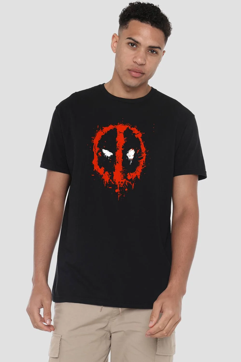 Unisex Deadpool Paint Logo T-Shirt in Black Size: Medium - Black - Size: M - Marvel - FashionsVida