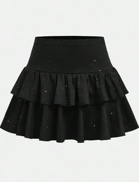 Faldas para niñas preadolescentes - Yoga, Leggings, Casual, Deportes, Escuela, Regreso a clases, Falda mini con doble volante en el bajo, Primavera y - Shein - FashionsVida