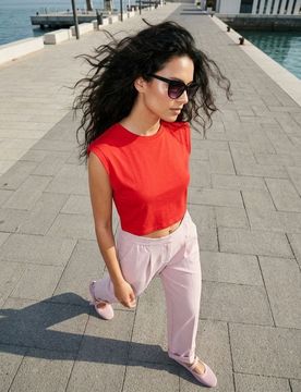 T-shirt basic in cotone - rosso
