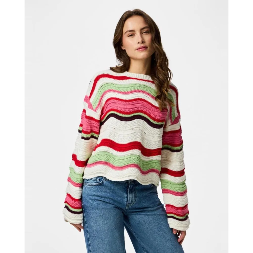 Jersey de punto a rayas de mujer - Pieces - FashionsVida