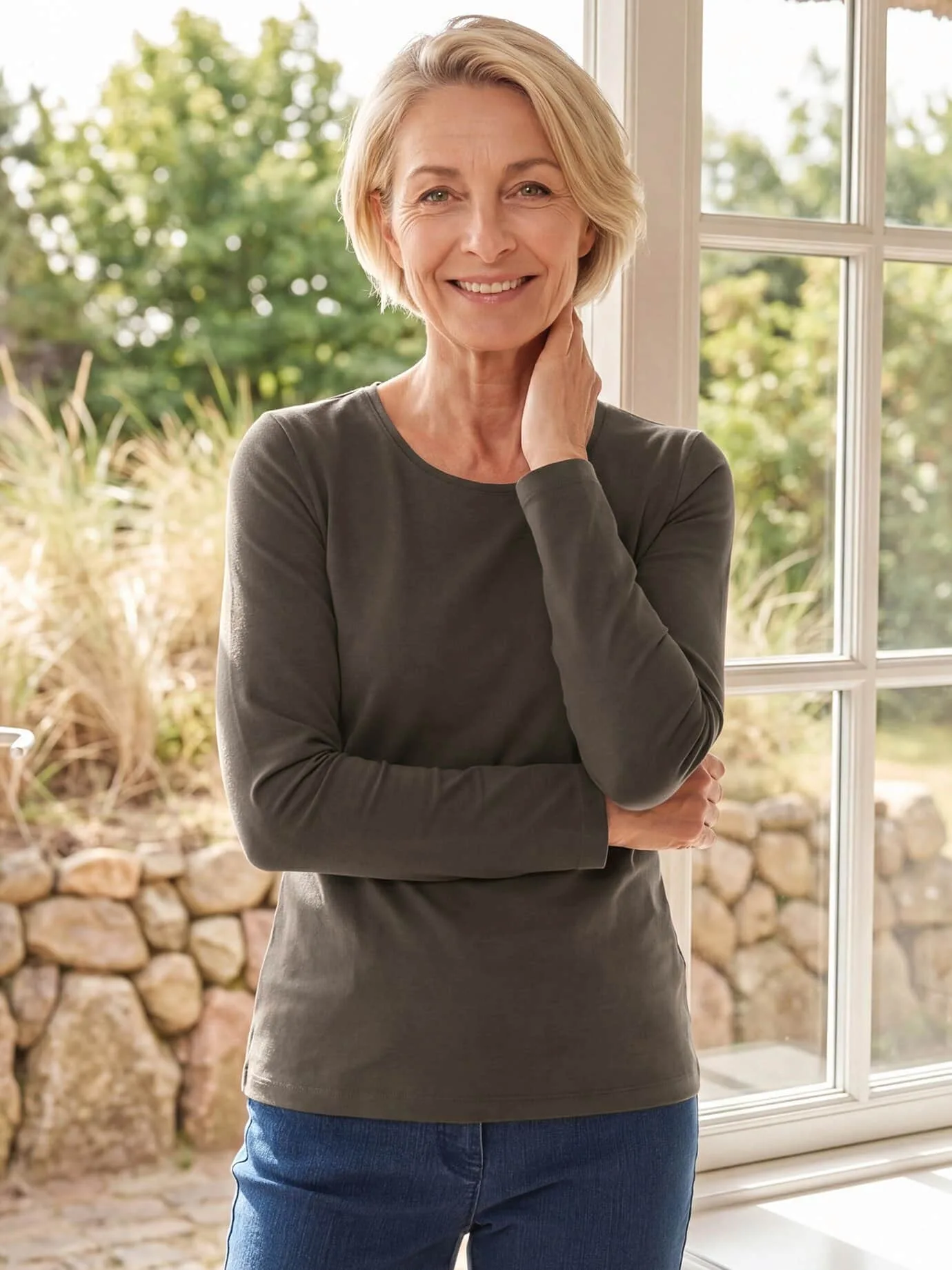 Langarm-Shirt Baumwolle - Kaffee - female - Size: 38 - Avena - FashionsVida