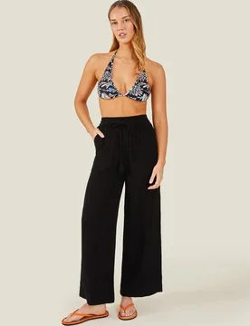 Pure Cotton Beach Trousers Black female - Accessorize - FashionsVida
