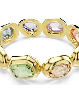 Bracciale rigido Gema, Cristalli oversize, Taglio misto, Multicolore, Finitura oro 18K S - Swarovski - FashionsVida