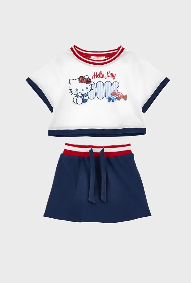 Completo hello kitty bambina bianco-blue - Monnalisa - FashionsVida