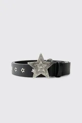 Herren PU-Gürtel Mit Sternschnalle Black Größe Medium/Large