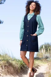 Purewell Womens Stretch Denim Pinafore Dress - - Size: 18