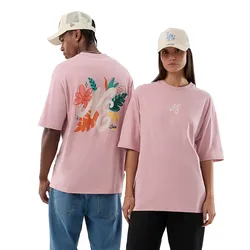 Maglietta A Maniche Corte Floral Pastel Pink / Black M