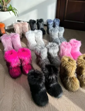 Women Winter Faux Fur Boots Woman Fluffy Plush Warm Snow Boots Luxury Footwear Girls Furry Fur Bottes Fashion Winter Shoes - Aliexpress - FashionsVida