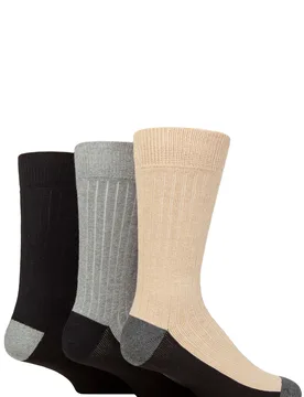Mens 3 Pair SOCKSHOP Wildfeet Recycled Cotton Boot Socks Black / Charcoal / Beige 7-11 Mens - Assorted - Size: 7-11 Mens - Wild Feet - FashionsVida