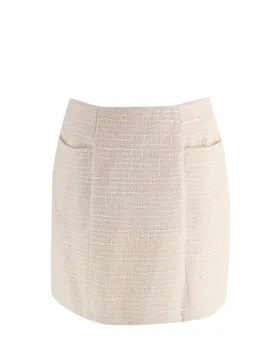 Cream Tweed Mini Skirt - Claudie Pierlot - FashionsVida