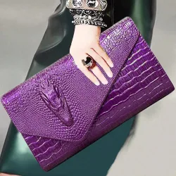 Bolso bandolera de PU de lujo, bolso de mano versátil y de moda para mujer, embrague con patrón de cocodrilo único