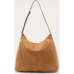 Bolso shopper de ante con pasadas piel