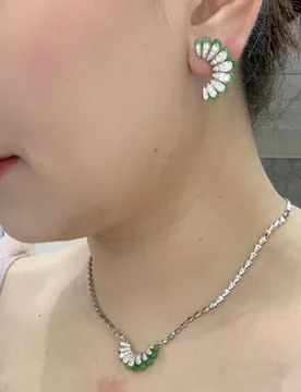 Designer Collection Fashion Style Women Lady Jewelry Sets Settings Cubic Zircon Red Green Crescent Pendant Earrings Necklace SIL - Aliexpress - FashionsVida