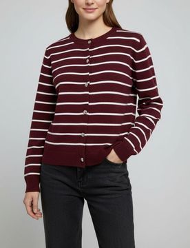 Cardigan a righe con bottoni - bordeaux