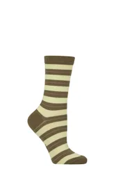 Women's 1 Pair Stripe Uniform Cotton Socks Crocodile 35-38 - Green - Size: Small