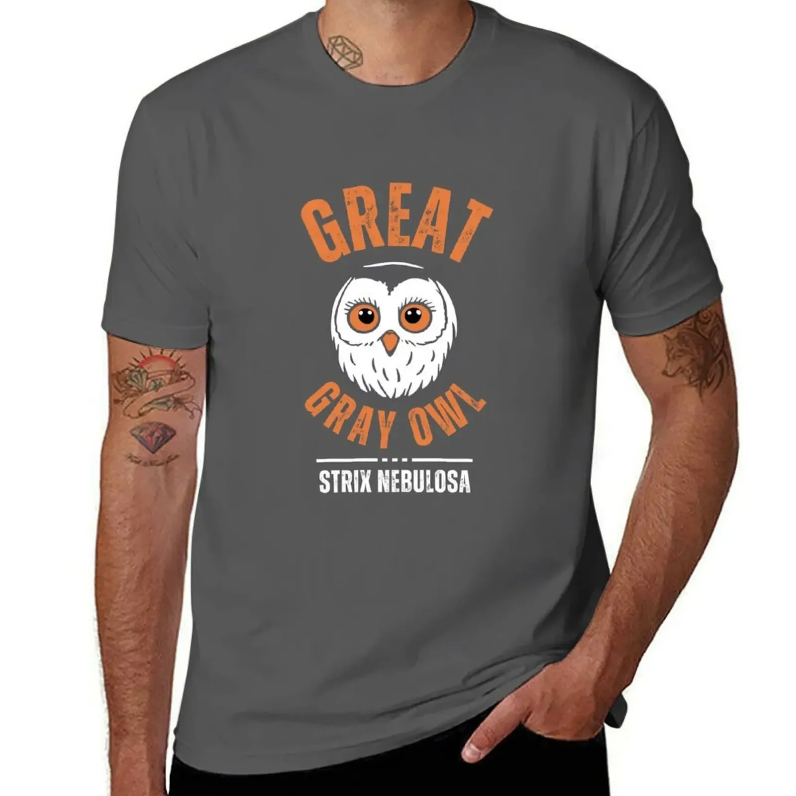 Great Owl Cute Gray T-Shirt Basic Simple Design Short Sleeve Shirt - Aliexpress - FashionsVida
