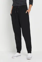 Cuffed Drawstring Joggers Pants - Black - Size: 20