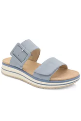 Dual Adjustable Comfort Wedge Mules - Blue - Size: 4