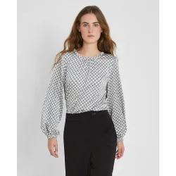 Blusa de mujer satinada con cuello redondo