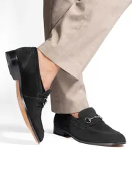 Suede Slip On Loafers Black male