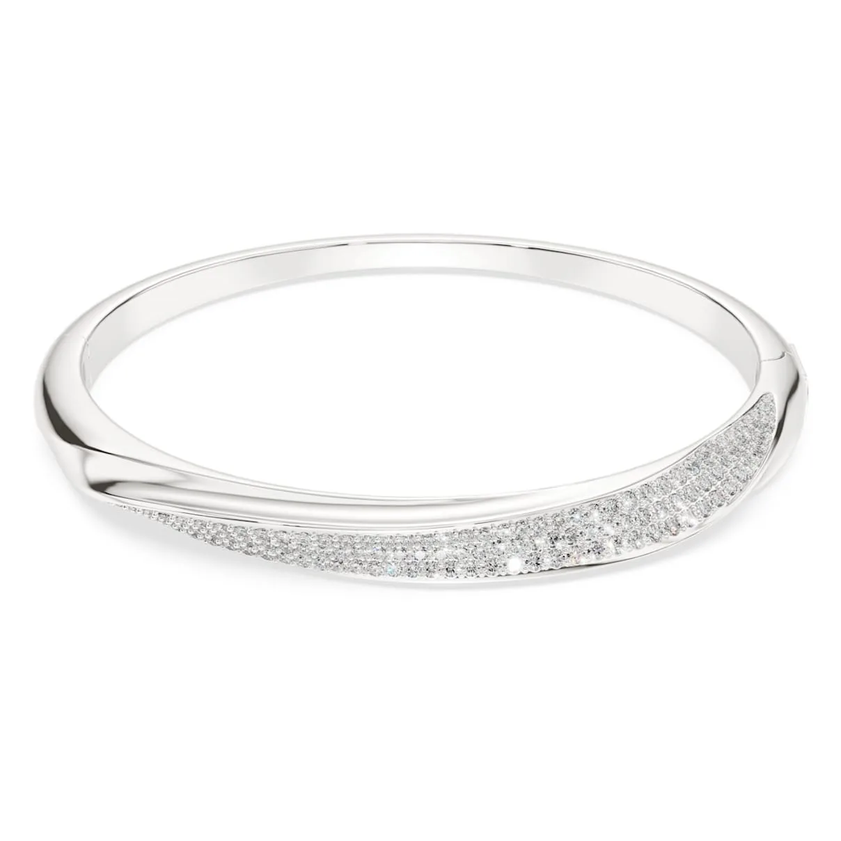 Bracciale rigido Classica, Taglio Round, Bianco, Argento sterling S - Swarovski - FashionsVida