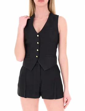 Gilet in lino NERO 40 - Elisabetta Franchi - FashionsVida