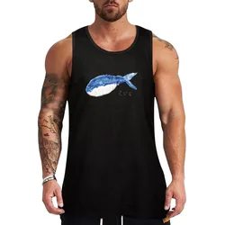 Kujira Whale Watercolour Painting Tank Top Rugged Tank Top Workwear Casual Sleeveless Shirt