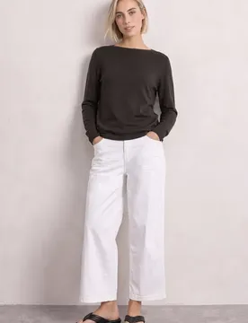 Basic Pullover mit U-Boot-Ausschnitt female Braun