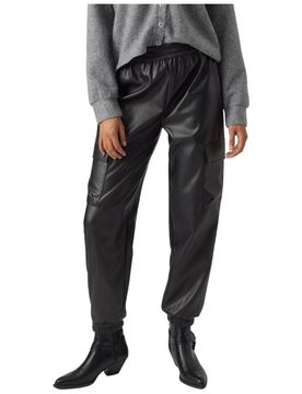 Pantalone cargo ecopelle nero10299437
