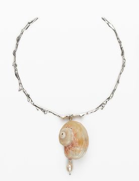 Collier rigide coquillage plaqué argent Zalio, Noir, U