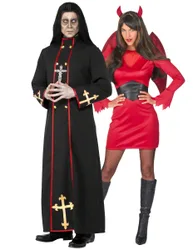 Unheiliges Höllen-Pärchen Halloween-Paarkostüm schwarz-rot