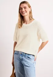 Kurzarm Pullover mit Mesh-Struktur female Beige