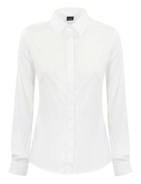 Camicia In Popeline Con Collo Italiano