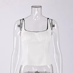 Y2k Style Square Collar Satin Strap Vest Lace Trim Backless Sleeveless Top Silk Corset Top Female