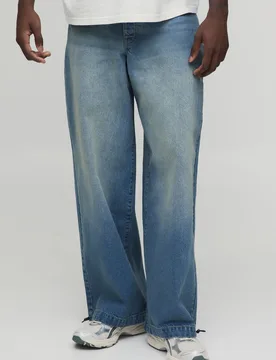Mens Basic Parachute Fit Jeans - Blue Cotton - Size 30 Short - boohooMAN - FashionsVida